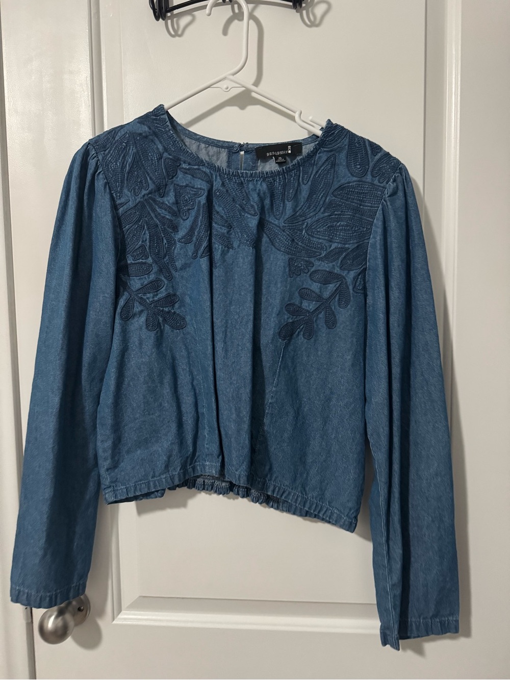 Madewell Blue Embroidered Denim Tunic